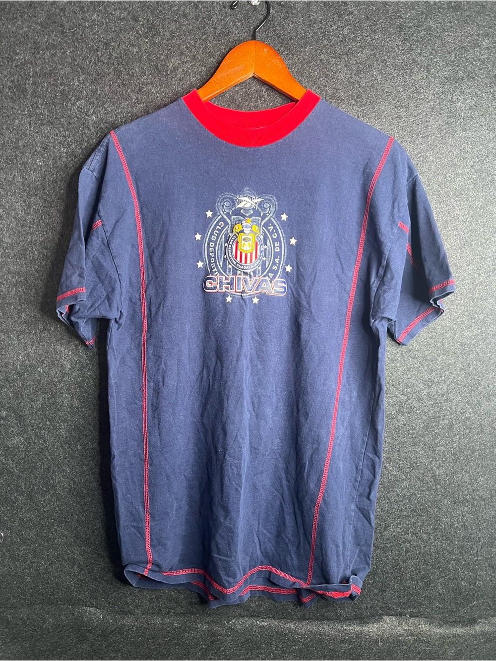 Vintage Chivas Mexico Guadalajara T-Shirt Mens L Navy Blue Reebok Fútbol Soccer